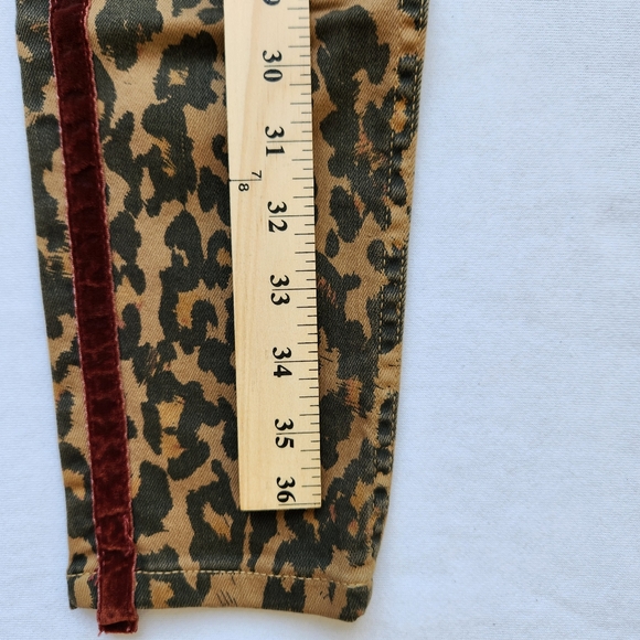 Leopard Print Velvet Trim Stretch Skinny Jeans Leggings Animal Edgy Mobwife 4 - Picture 15 of 15